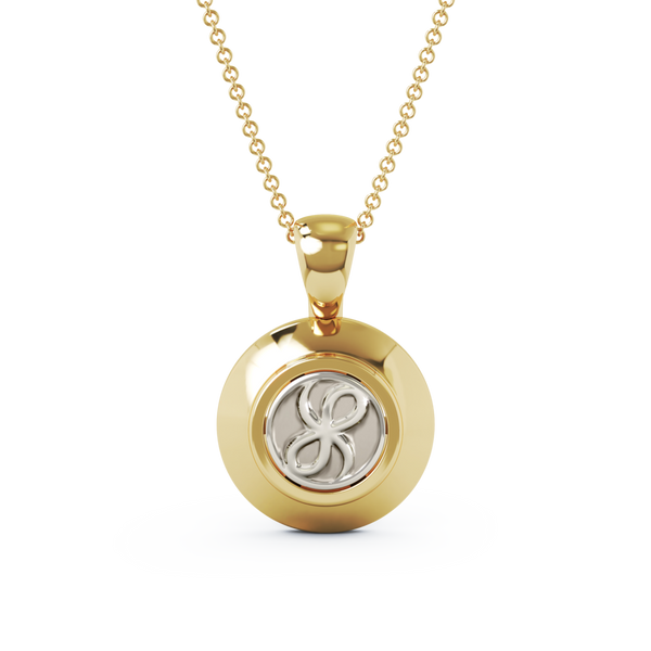 Halo Personalized Cremation Pendant - 18K Yellow Gold - Classic Top