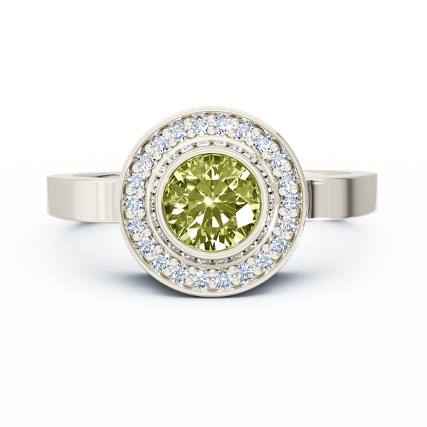 Mystere Halo Diamond Cremation Ring - Platinum - Peridot