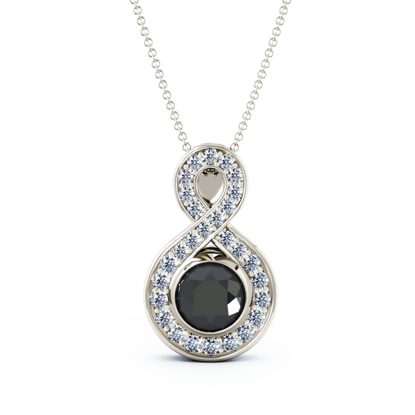 Eternity Medium Diamond Cremation Pendant - Platinum - Onyx