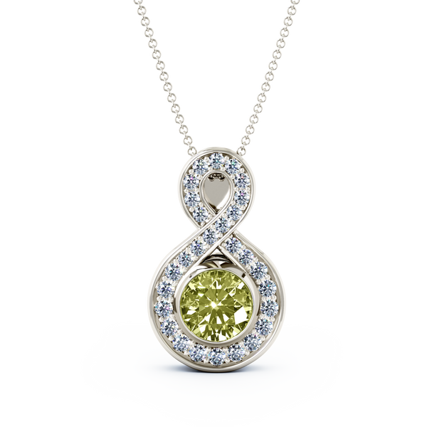 Eternity Medium Diamond Cremation Pendant - Platinum - Peridot