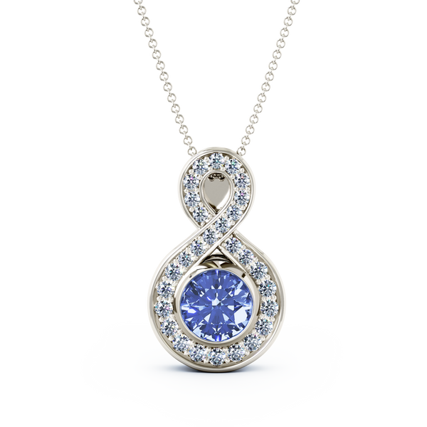 Eternity Medium Diamond Cremation Pendant - Platinum - Tanzanite