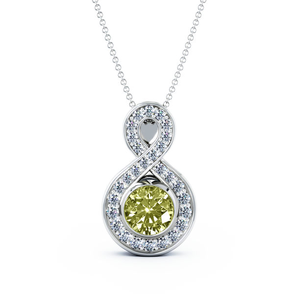 Eternity Medium Diamond Cremation Pendant - 18K White Gold - Peridot