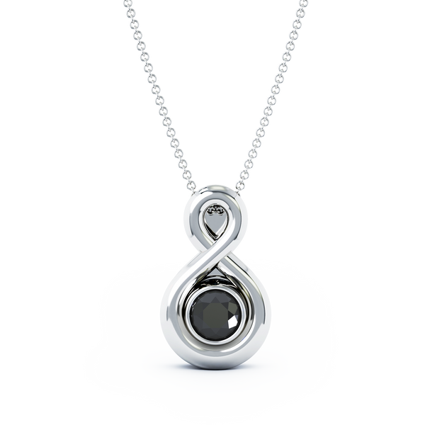 Eternity Small Cremation Pendant - 18K White Gold - Onyx