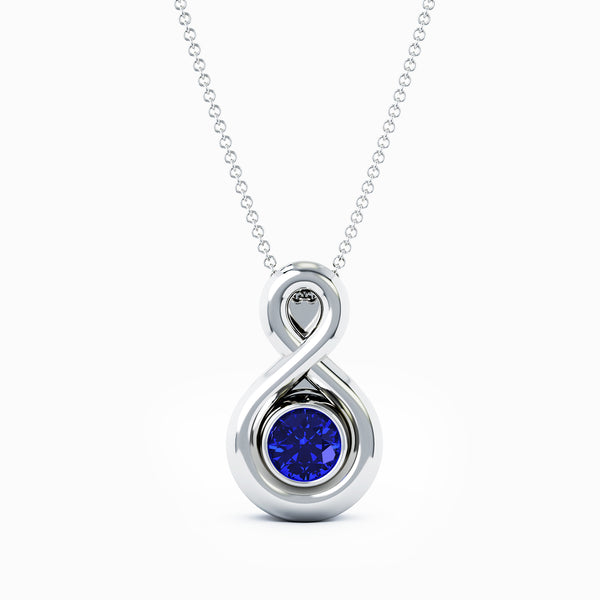 Eternity Small Cremation Pendant - 18K White Gold - Blue Sapphire