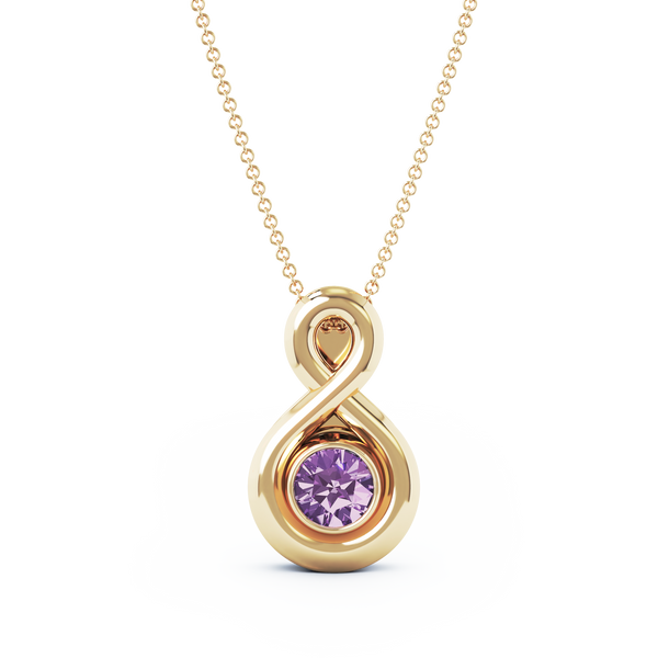 Eternity Small Cremation Pendant - 18K Yellow Gold - Amethyst