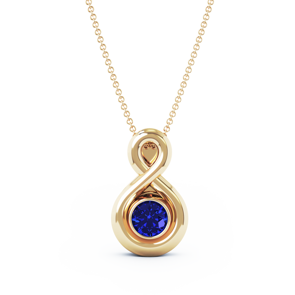 Eternity Small Cremation Pendant - 18K Yellow Gold - Blue Sapphire