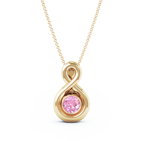 Eternity Small Cremation Pendant - 18K Yellow Gold - Pink Sapphire