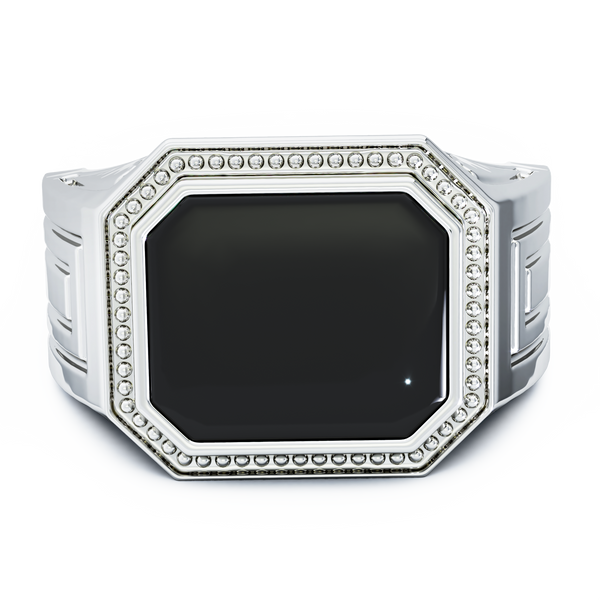 Zeus Cremation Ring - 18K White Gold - Onyx