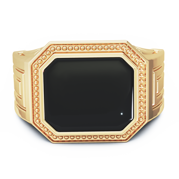 Zeus Cremation Ring - 18K Yellow Gold - Onyx