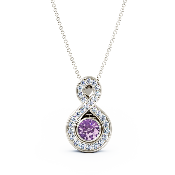 Eternity Small Diamond Cremation Pendant - Platinum - Amethyst