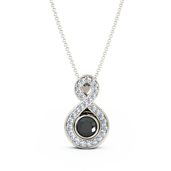 Eternity Small Diamond Cremation Pendant - Platinum - Onyx