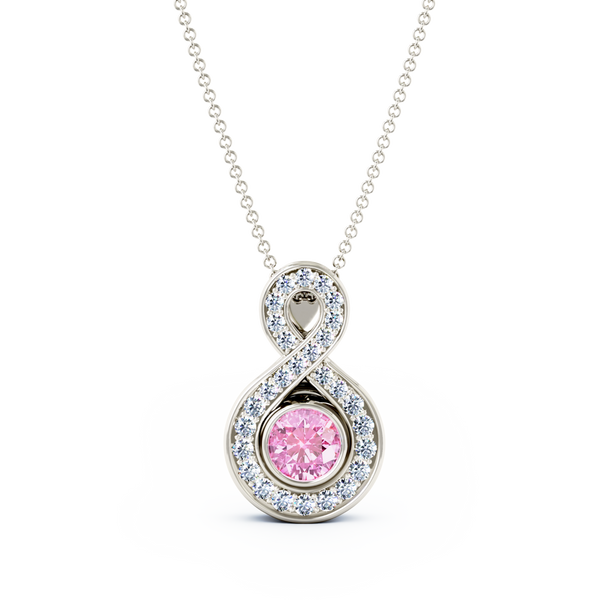 Eternity Small Diamond Cremation Pendant - Platinum - Pink Sapphire