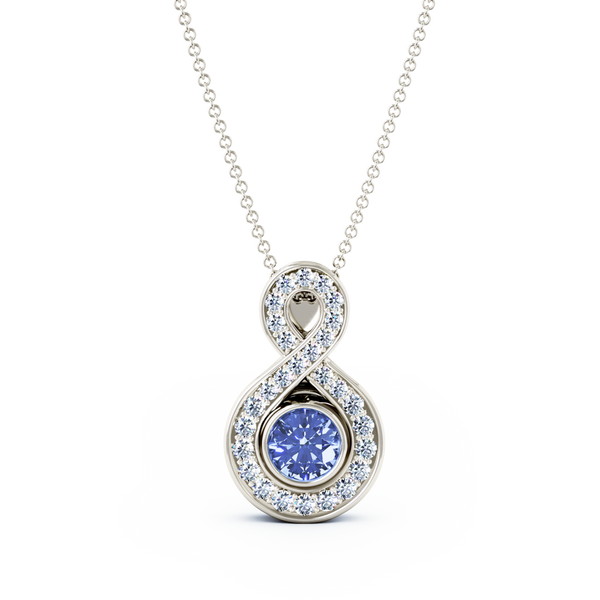 Eternity Small Diamond Cremation Pendant - Platinum - Tanzanite