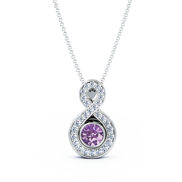 Eternity Small Diamond Cremation Pendant - 18K White Gold - Amethyst