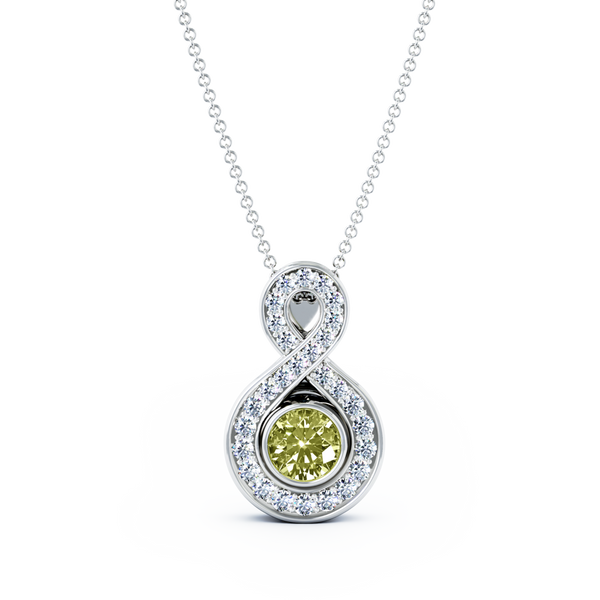 Eternity Small Diamond Cremation Pendant - 18K White Gold - Peridot