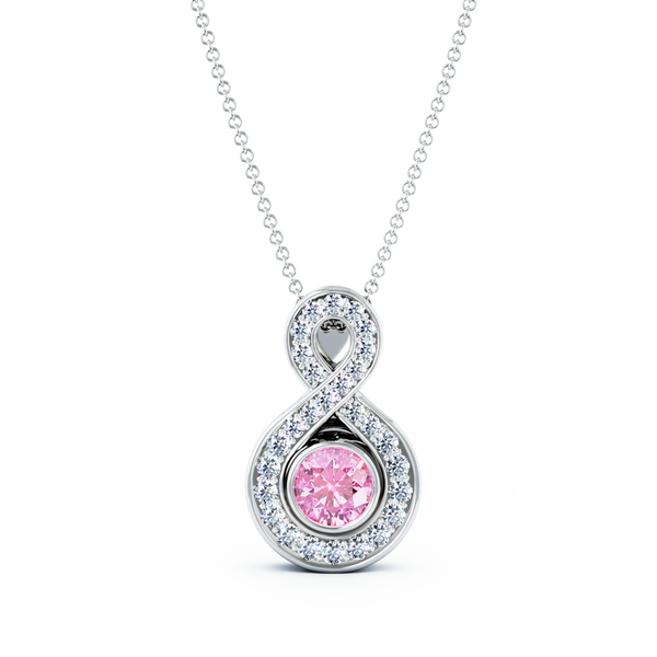 Eternity Small Diamond Cremation Pendant - 18K White Gold - Pink Sapphire