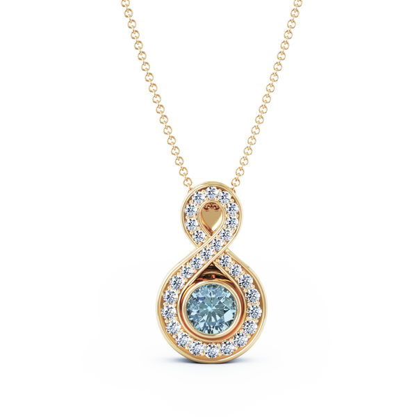 Eternity Small Diamond Cremation Pendant - 18K Yellow Gold - Aquamarine