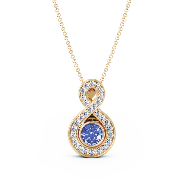 Eternity Small Diamond Cremation Pendant - 18K Yellow Gold - Tanzanite